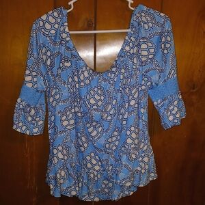 Blue Patterned Women's Top